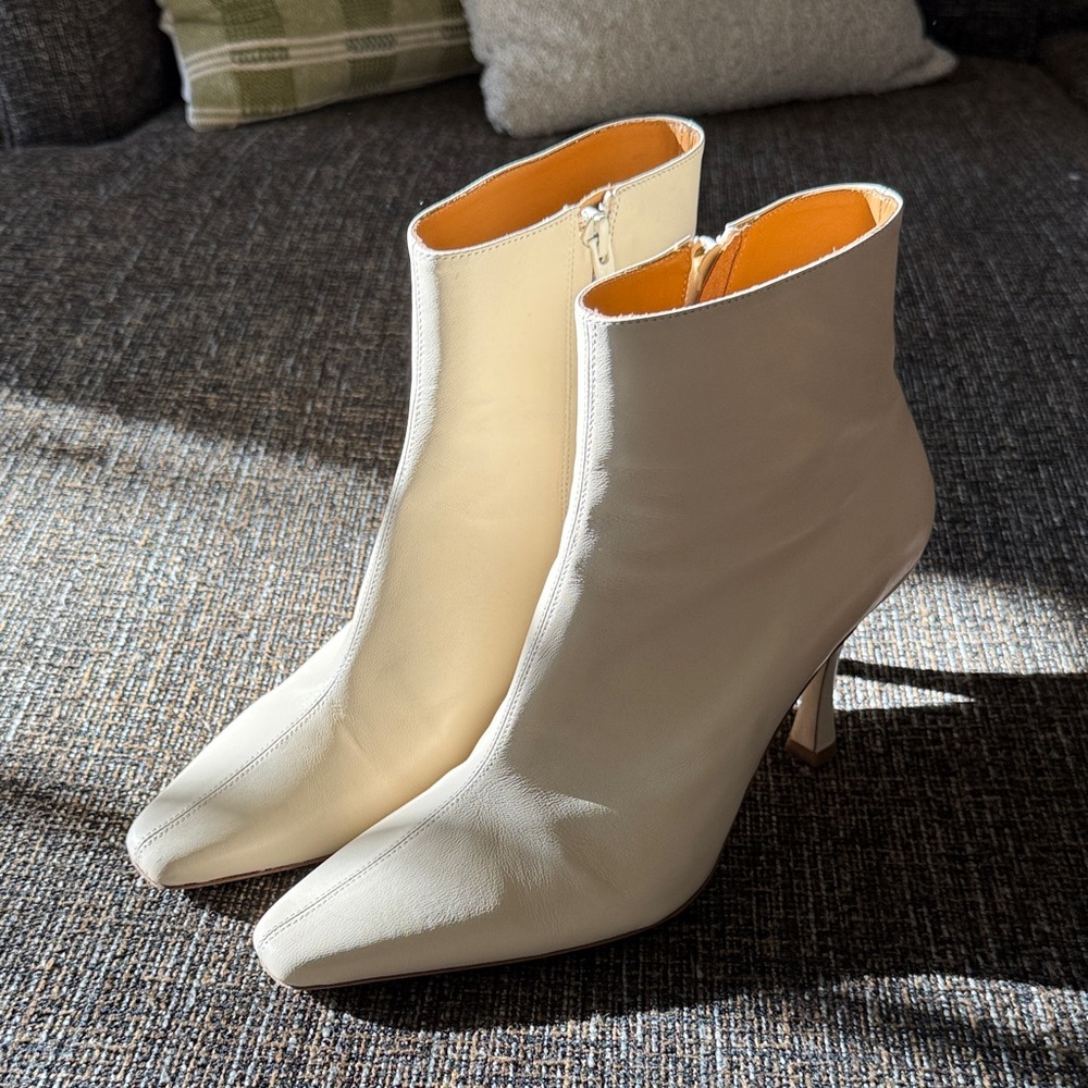 STAUD Cream Heeled Boots